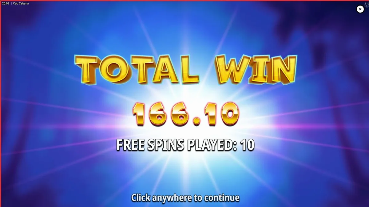 Interface do jogo de slot Cub Cabana com tema tropical e festivo